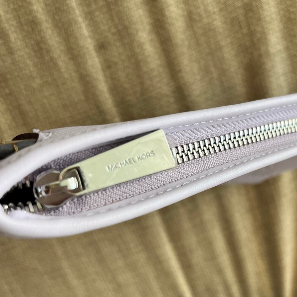 Michael Kors Logo Pattern Lilac Lavender Purple 8x5" Leather Belt Bag | Size S/M - Picture 3 of 11
